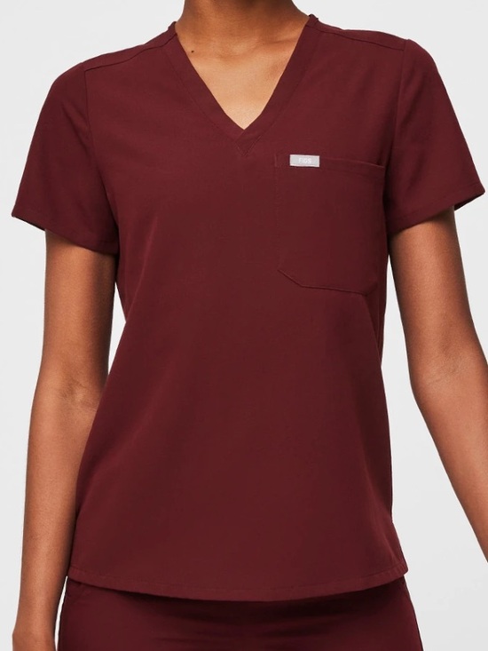 Figs Tops - FIGS Women’s Burgundy Scrub Top (ONLY) Small V-neck Technical Collection
